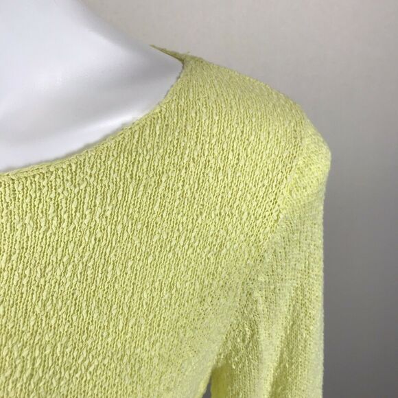Eileen Fisher Yellow Sweater‎ Thin Boucle Nubby Knit Rolled Hem Top Size M - Picture 8 of 11
